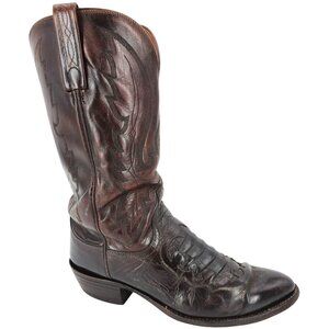 Lucchese 1883 Exotic Caiman Crocodile Inlay Cowboy Boots Mens 10D Brown Western